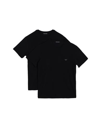 Emporio Armani 2-pack T-shirt Regular Fit Man Undershirt Black Size M Cotton, Elastane