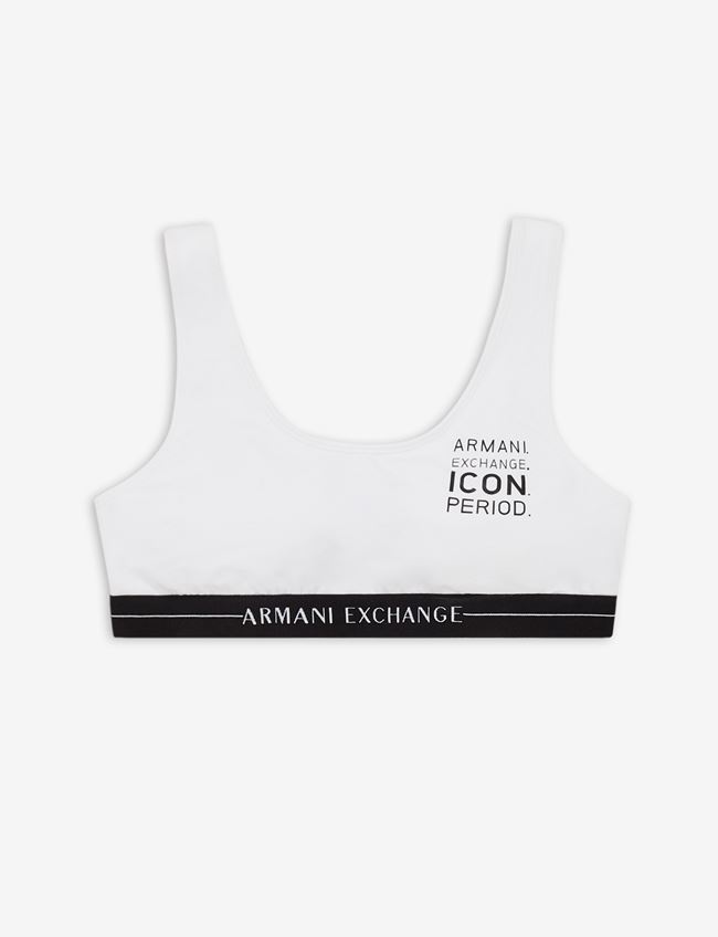Armani Exchange Reggiseno Bianco Cotone, Elastan