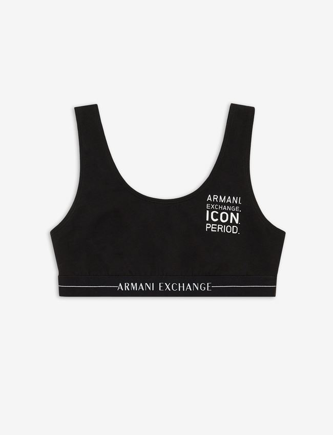 Armani Exchange Reggiseno Nero Cotone, Elastan