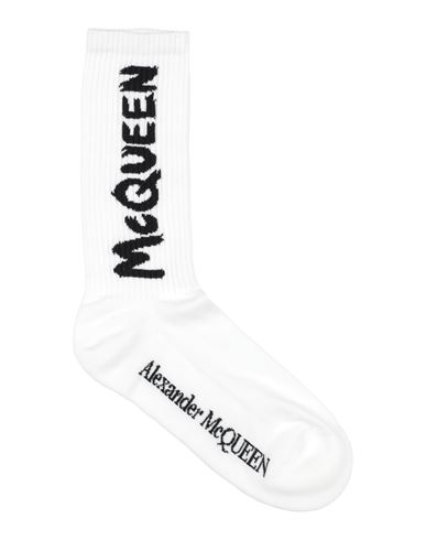 Alexander Mcqueen Man Socks & Hosiery White Size L Cotton, Polyamide, Elastane