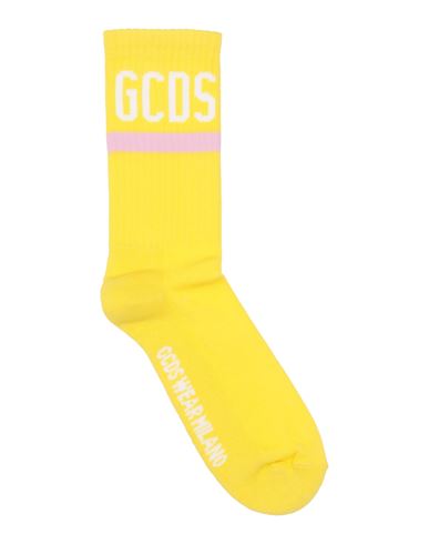 Shop Gcds Man Socks & Hosiery Yellow Size 6-8 Cotton, Polyamide, Elastane