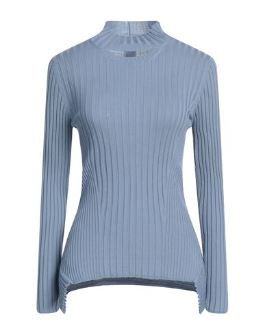 Wolford Cashmere Top Long Sleeves Woman Turtleneck Light Blue Size L Virgin Wool, Cashmere
