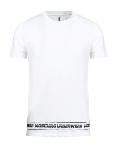 Moschino Man Undershirt White Size M Polyester, Cotton, Elastane