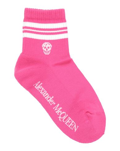 Alexander Mcqueen Woman Socks & Hosiery Fuchsia Size M Cotton, Polyamide, Elastane In Pink