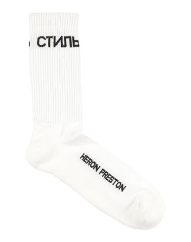 Heron Preston Man Socks & Hosiery White Size M Organic Cotton, Polyamide, Elastane