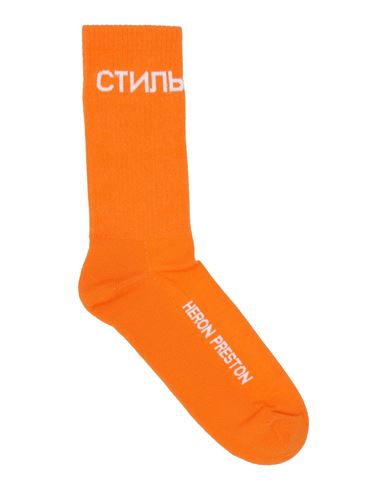 Heron Preston Man Socks & Hosiery Orange Size M Organic Cotton, Polyamide, Elastane