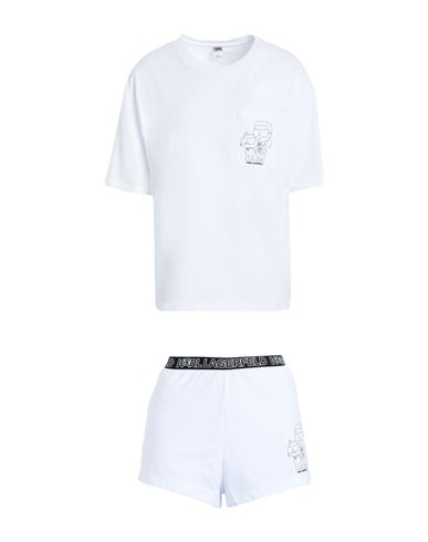 Karl Lagerfeld Ikonik 2.0 Short Pj Set Woman Sleepwear White Size L Organic Cotton, Elastane