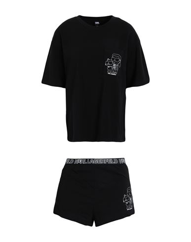 Karl Lagerfeld Ikonik 2.0 Short Pj Set Woman Sleepwear Black Size L Organic Cotton, Elastane