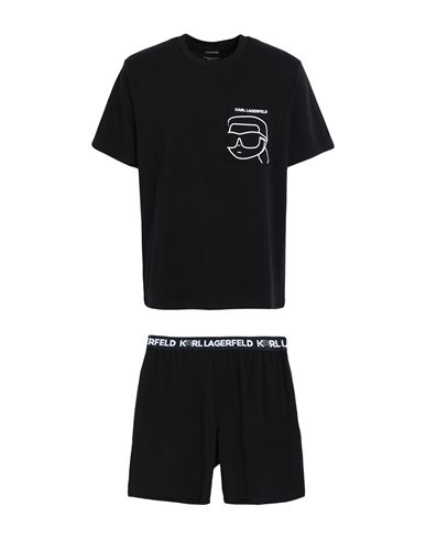 Karl Lagerfeld Ikonik 2.0 Pkt Short Pj Set Man Sleepwear Black Size L Organic Cotton, Elastane