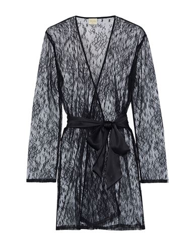 Myla Woman Dressing Gown Or Bathrobe Black Size M/l Nylon, Silk, Viscose, Elastane
