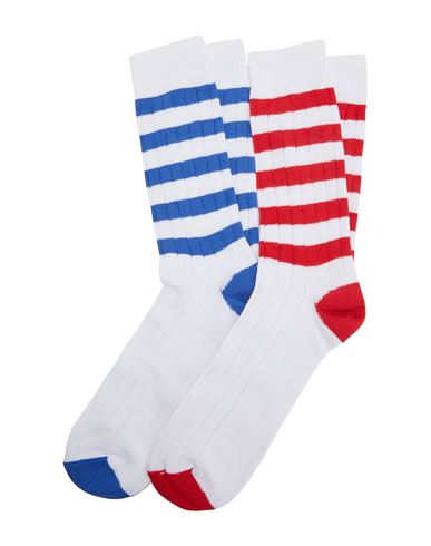 8 By Yoox 2-pack Organic Cotton Striped Hem Socks Man Socks & Hosiery White Size Onesize Organic Cot