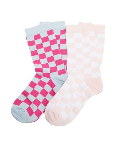 8 By Yoox 2-pack Organic Cotton Check Socks Woman Socks & Hosiery Fuchsia Size Onesize Organic Cotto In Pink