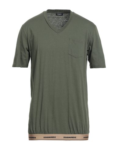 Dsquared2 Man Undershirt Military Green Size M Cotton, Linen