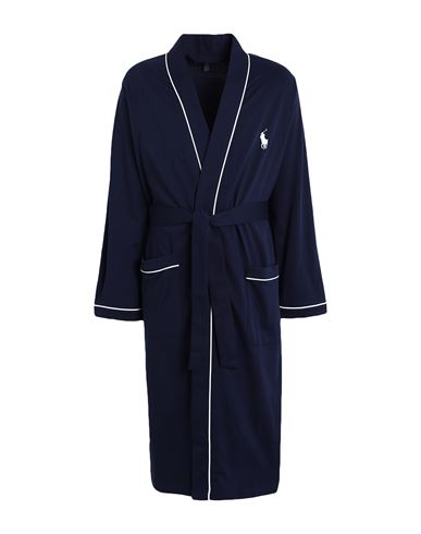 Polo Ralph Lauren Man Dressing Gown Or Bathrobe Navy Blue Size L/xl Cotton, Polyester