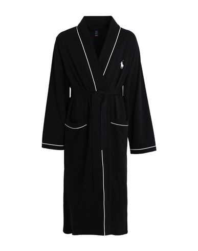 Polo Ralph Lauren Man Dressing Gown Or Bathrobe Black Size L Cotton, Polyester