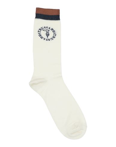 Trussardi Man Socks & Hosiery Ivory Size 10-13 Cotton, Polyamide In White