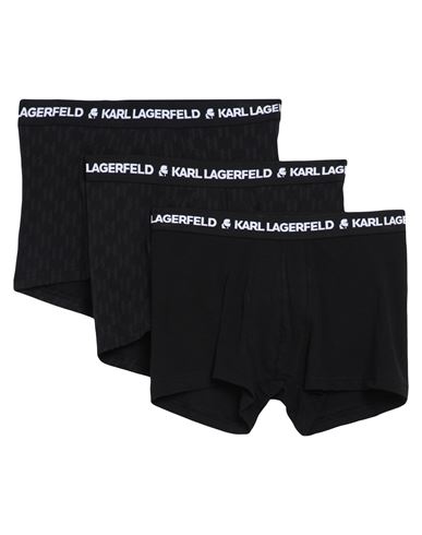 Karl Lagerfeld Logo Monogram Trunk Set(3pack) Man Boxer Black Size S Organic Cotton, Elastane
