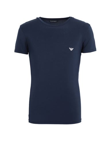 Emporio Armani Underwear Man Undershirt Navy Size L Modal, Elastane In Navy Blue