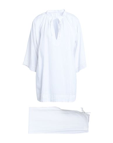 120% Lino Woman Sleepwear White Size L Linen In Off White