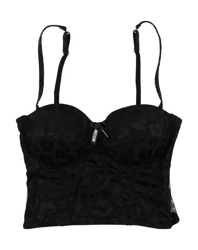 Moschino Woman Bustiers, Corsets & Suspenders Black Size 36 Acetate, Silk, Polyamide, Elastane