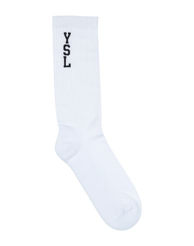 Saint Laurent Man Socks & Hosiery White Size 11-12 Cotton, Polyamide, Elastane