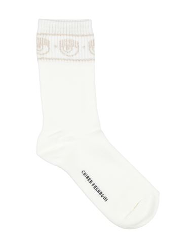 Shop Chiara Ferragni Woman Socks & Hosiery White Size Onesize Cotton, Polyamide, Viscose, Elastane