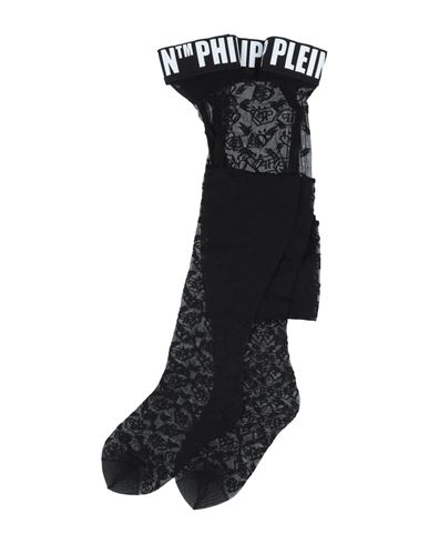 Shop Philipp Plein Woman Socks & Hosiery Black Size 8 Nylon, Elastane, Cotton