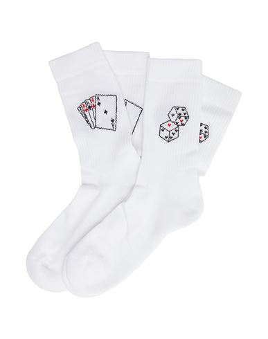 8 By Yoox Babies'  2-pack Organic Cotton Socks Dices Socks & Hosiery White Size Onesize Cotton, Polyamide, El