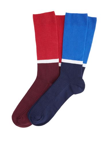 8 By Yoox 2 Pack Organic Cotton Bicolor Socks Man Socks & Hosiery Blue Size Onesize Organic Cotton,
