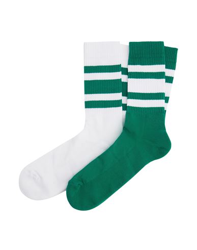 8 By Yoox Striped Organic Cotton Socks Man Socks & Hosiery Green Size Onesize Organic Cotton, Polyam
