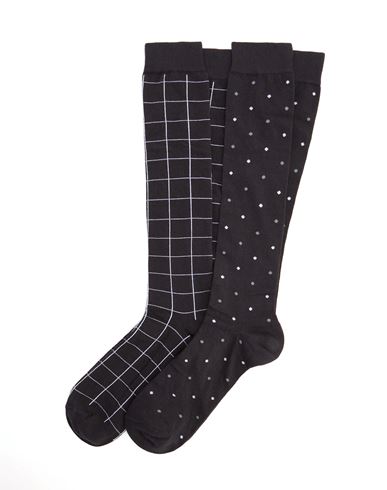 8 By Yoox 2 Pack Organic Cotton Pois And Check Long Socks Man Socks & Hosiery Black Size Onesize Org