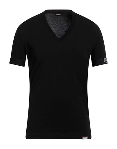 Dsquared2 V-collar Short-sleeved T-shirt In Black