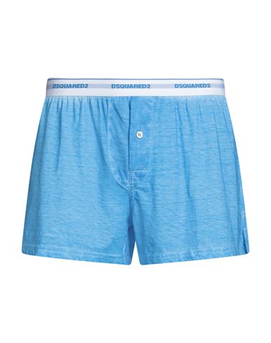 Dsquared2 Man Boxer Azure Size M Wool, Cotton In Blue