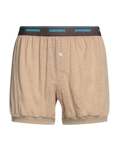 Dsquared2 Man Boxer Camel Size S Wool, Cotton In Beige