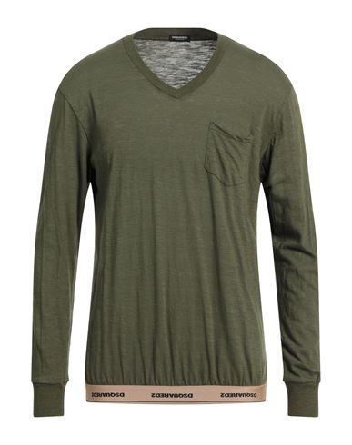 Dsquared2 Man Undershirt Military Green Size M Cotton, Wool
