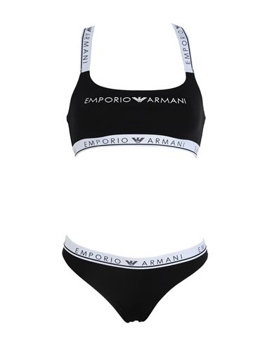 Emporio Armani Woman Underwear Set Black Size 4 Cotton, Elastane