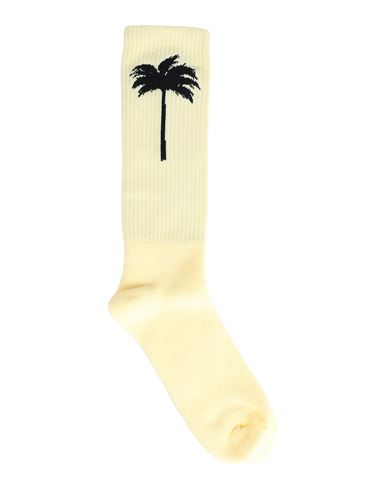 Palm Angels Woman Socks & Hosiery Light Yellow Size L/xl Cotton, Elastane, Polyamide