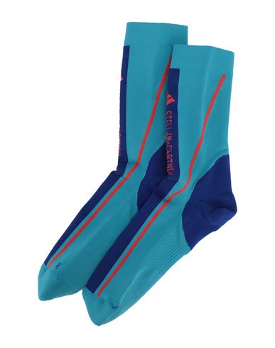Shop Adidas By Stella Mccartney Asmc Crew Socks Woman Socks & Hosiery Turquoise Size 7-8 Recycled Polyest In Blue