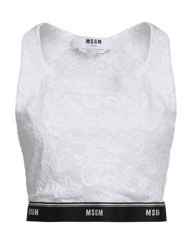 Msgm Woman Top White Size 8 Polyamide, Elastane