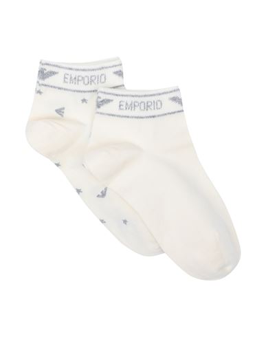 Emporio Armani Woman Socks & Hosiery Cream Size Onesize Cotton, Polyamide, Elastane, Polyester In White