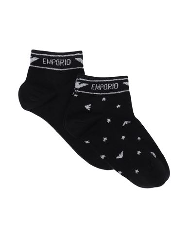 Emporio Armani Woman Socks & Hosiery Black Size Onesize Cotton, Polyamide, Elastane, Polyester