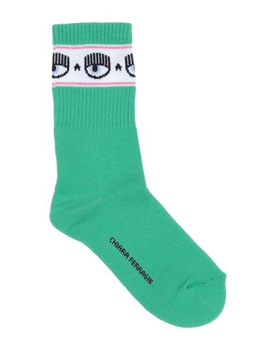 Chiara Ferragni Woman Socks & Hosiery Green Size Onesize Cotton, Polyamide, Elastane