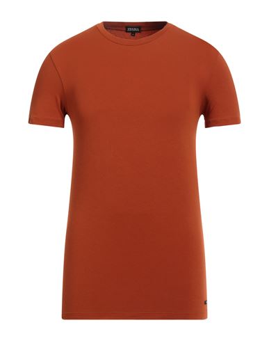 Shop Zegna Man Undershirt Rust Size M Cotton, Elastane In Red