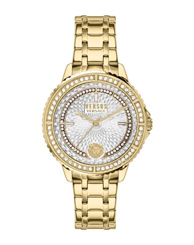Versus Versace Montorgueil Crystal Watch Woman Wrist Watch Multicolored Size Onesize Stainless Steel In Gold