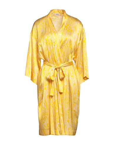 Vivis Woman Dressing Gown Or Bathrobe Yellow Size M Silk, Viscose, Elastane