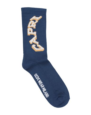 Shop Gcds Man Socks & Hosiery Navy Blue Size 4-6 Cotton, Polyamide, Elastane