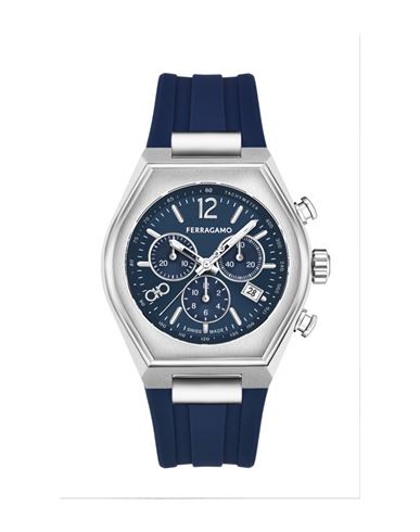 Ferragamo Tonneu Chrono Silicone Watch Man Wrist Watch Silver Size Onesize Stainless Steel In Silver