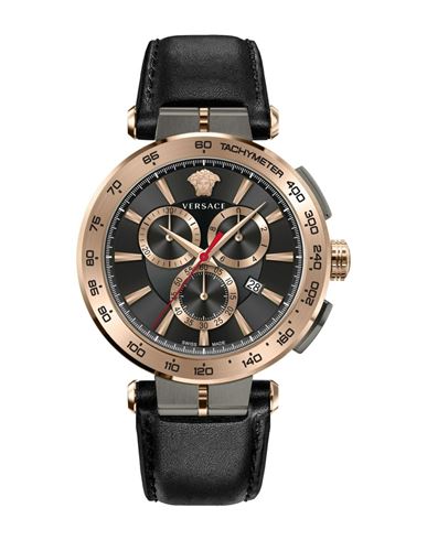 Versace Aion Chrono Leather Watch Man Wrist Watch Multicolored Size Onesize Stainless Steel In Fantasy
