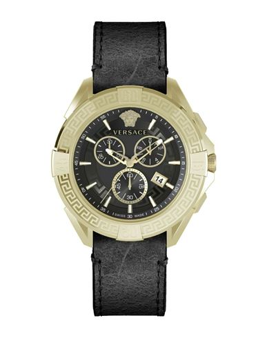 Versace V-greca Chrono Leather Watch Man Wrist Watch Gold Size Onesize Stainless Steel