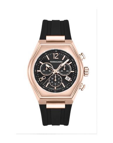 Ferragamo Tonneu Chrono Silicone Watch Man Wrist Watch Rose Gold Size Onesize Stainless St In Rose Gold